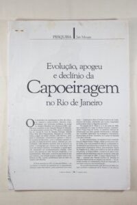 EVOLUÇÃO, APOGEU E DECLÍNIO DA CAPOEIRAGEM NO RIO DE JANEIRO